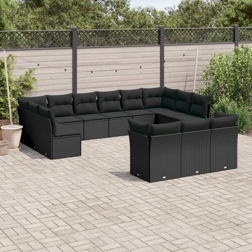  13-dijelni set vrtnih sofa s jastucima poliratan crni Cijene