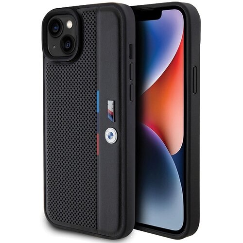 BMW OVITEK PERFORATED TRICOLOR LINE CASE ZA IPHONE 15 PLUS ČRN, (21896865) Cene
