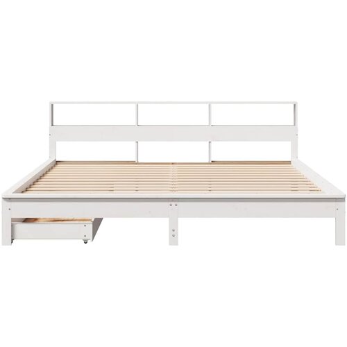  Krevet s regalom z knjige bez madraca bijeli 200x200cm borovina Slike