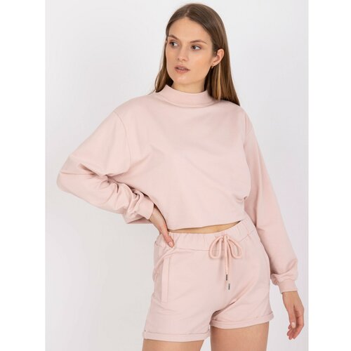 Fashion Hunters Basic light pink sweatpants with a high waist Slike