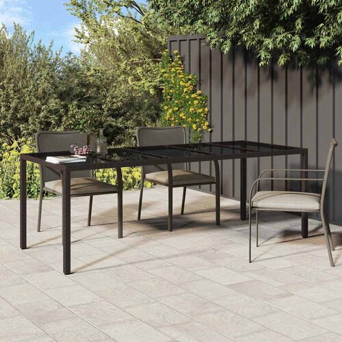 vidaXL Vrtnja jedilna miza Rjava 250 x 100 x 75 cm Poly ratan Cene