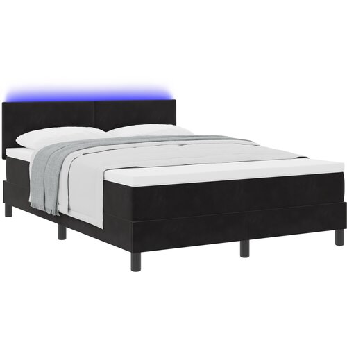 vidaXL Box Spring Postelja z Vzmetnico in LED Črna 140x200 cm Žamet Cene