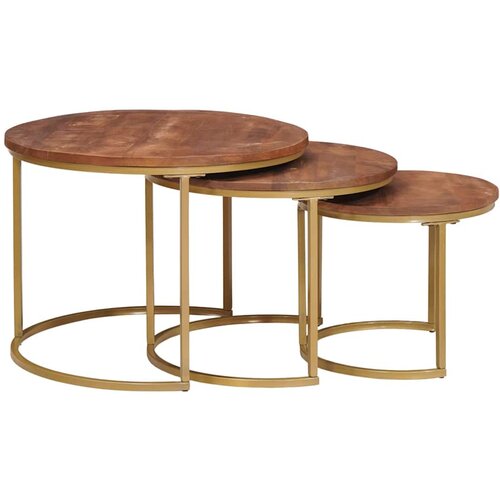 vidaXL Mize za kavo z gnezdenjem 3 pcs Trdna mangova les in jeklo, (5000120468) Cene