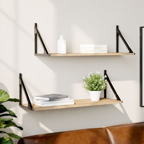 vidaXL Stenska polica 2 kosa sonoma hrast 80x25x25,5 cm inženirski les Cene