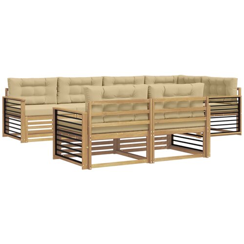 vidaXL Zunanja garnitura za sedenje 7 pcs Bela in bež Poliester, (5000269416) Cene