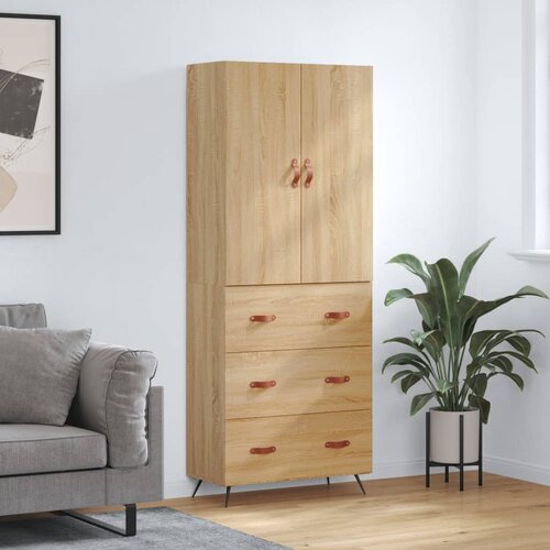 vidaXL Visoka komoda sonoma hrast 69,5x34x180 cm inženirski les Cene