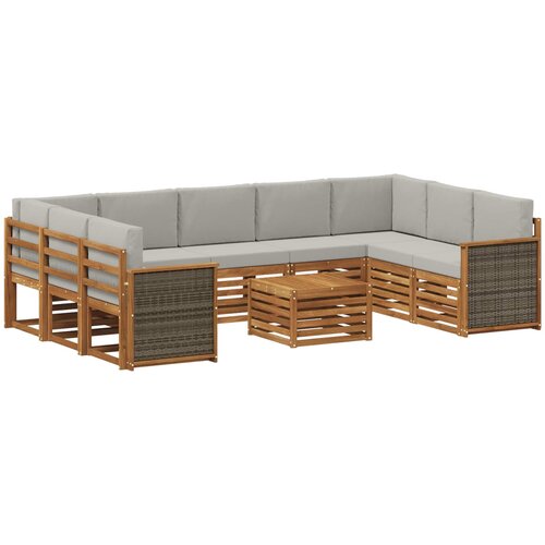  Set vanjskih sofa 10 kom. Prirodna i svjetlosiva Slike