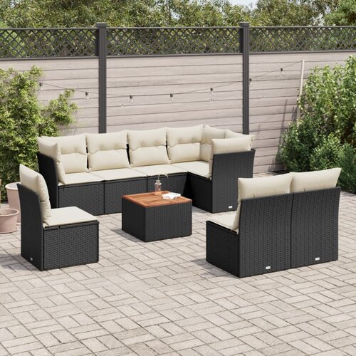  9-dijelni set vrtnih sofa s jastucima crni od poliratana Cijene