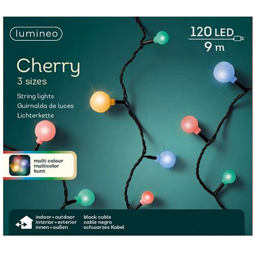 Lumineo Spolja&amp;scaron;nje Led novogodi&amp;scaron;nje lampice Cherry 9m 120 multikolor 494659 Slike