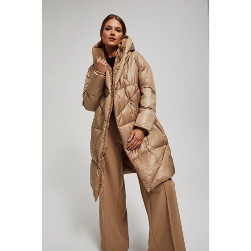 Marisse Long Dark Beige Hooded Jacket Slike