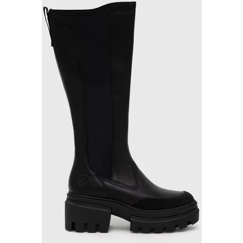 Timberland Kožne čizme Everleigh Boot Tall za žene, boja: crna, s platformom, TB0A5YMR0151