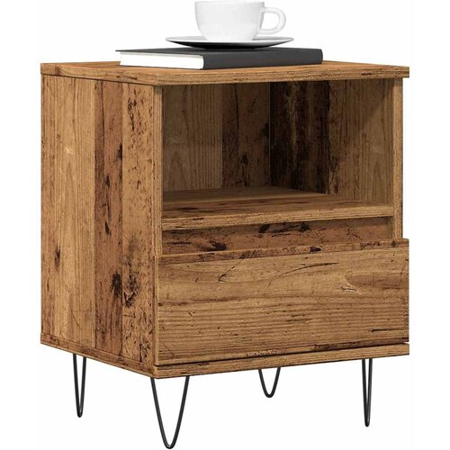 vidaXL Nočna omarica Old Wood 40x35x50 cm Inženirski les Cene