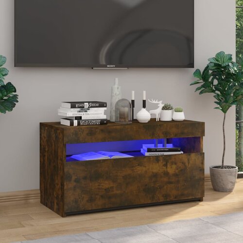 vidaXL TV ormarić s LED svjetlima boja dimljenog hrasta 75x35x40 cm Cijene
