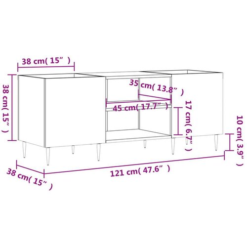 VidaXL Ormarić za ploče boja hrasta 121 x 38 x 48 cm konstruirano drvo Slike