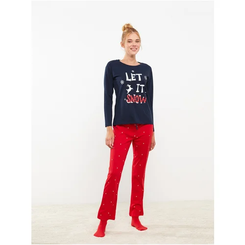 LC Waikiki Women's Christmas Themed Long Sleeve Pajamas Set