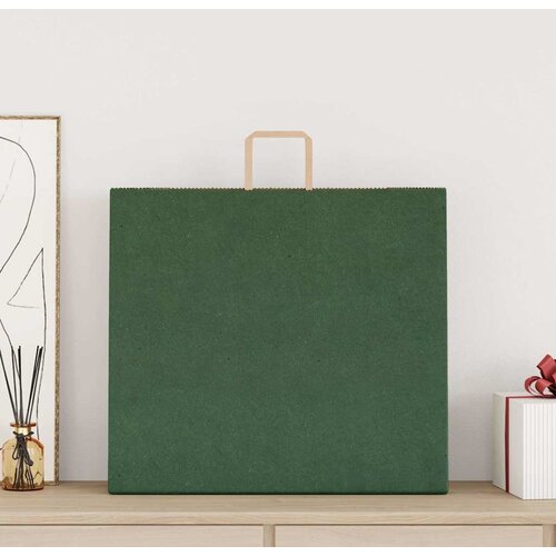  Papirnate vrećice 250 kom s ručkama zelene 54x15x49 cm Slike