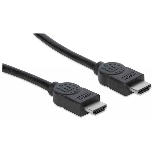 Manhattan HDMI priključni kabel HDMI-A utikač, HDMI-A utikač 1.00 m crna 323192 za&amp;scaron;tićen s folijom, pletena za&amp;scaron;tita, podržava HDMI, high speed HDMI sa eternetom HDMI kabel Slike