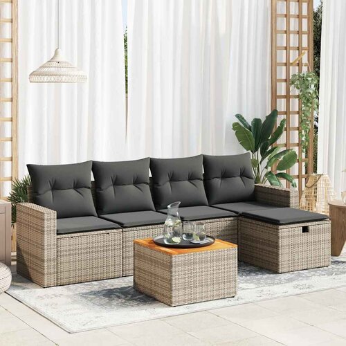 vidaXL 6-dijelni set vrtnih sofa od poliratana s jastucima sivi Cijene