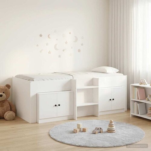  Loft krevet s ormarom s pohranom 3 pcs Bijela Konstruirano drvo Cijene