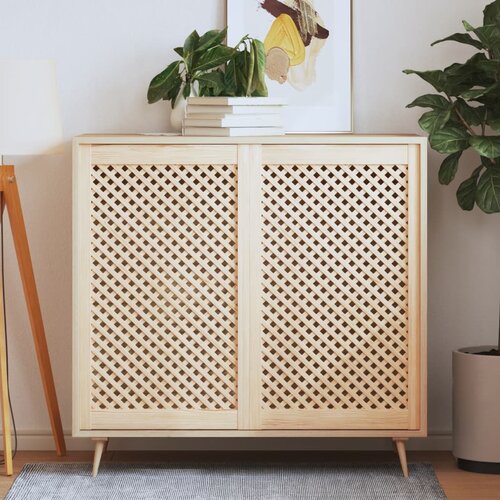 vidaXL Vrata za omarico z mrežico 2 kosa 59,5x99 cm trdna borovina Cene