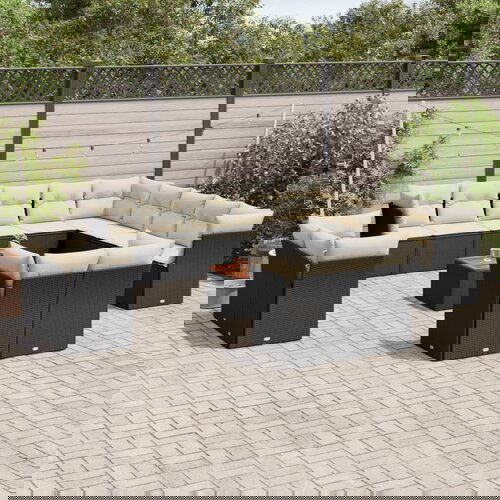 VidaXL 14-dijelni set vrtnih sofa s jastucima poliratan crni Slike