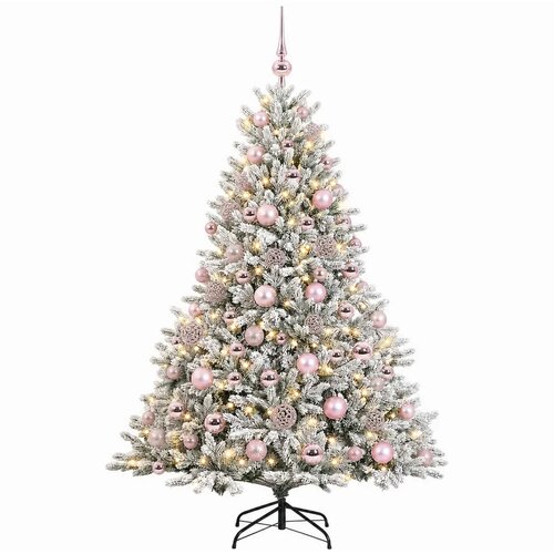  Umjetno božićno drvce s kuglicom 240 cm 300 LED lampica - Zelena i bijela 240 cm s LED-ima i ružičastim lopticama Slike