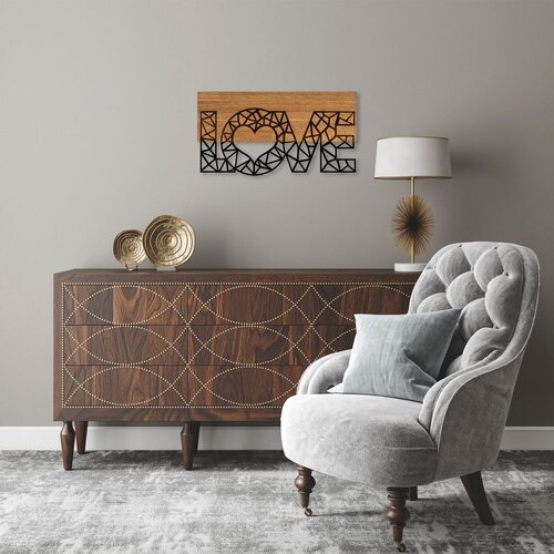 Wallity Zidna dekoracija Love - 323, 58 x 3 x 30 cm, Crna Cene