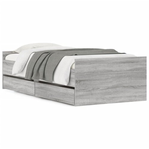 Maison Chic Posteljni okvir - Enojna postelja - Postelja za odrasle s predali siva sonoma 75x190 cm-J14957, (21768305) Cene