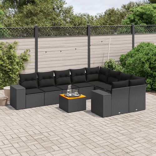 vidaXL 10-dijelni set vrtnih sofa s jastucima crni od poliratana Cijene