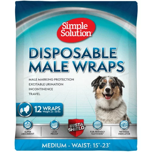 Simple Solution jednokratne pelene za muške pse - Veličina M: 38 - 58 cm, 12 komada