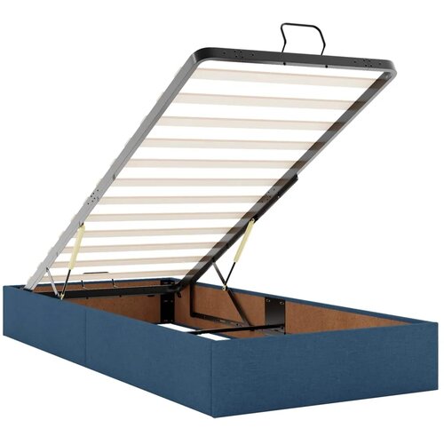  Krevet od pjene s madracem i LED-om Plava 100 x 200 cm Tkanina - Plava 100 x 200 cm Dizajn linija Slike