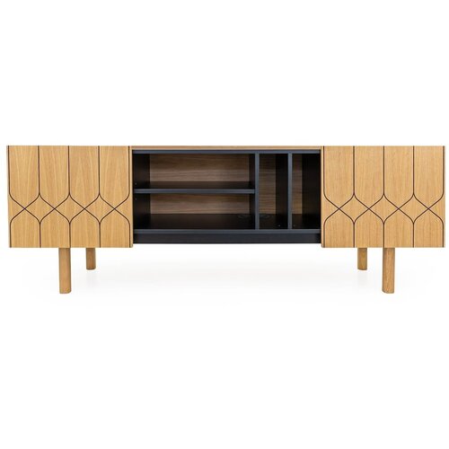 Woodman Crni/natur TV stol u dekoru hrasta 175x60 cm Porto - Cene