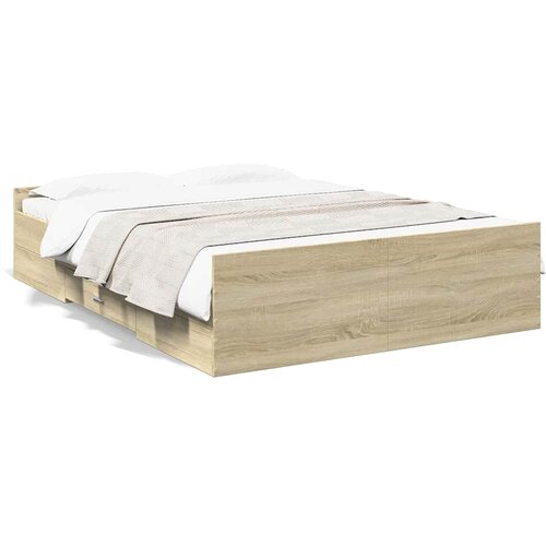  Okvir za krevet s ladicama boja hrasta 120x200 cm drveni Smeđa 120 x 200 cm Slike