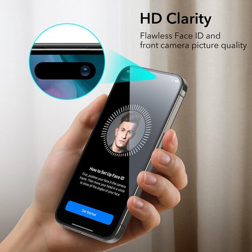 ESR premium kaljeno staklo za iPhone 15 Pro Max - crno Slike