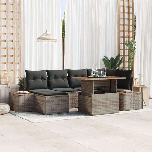 VidaXL vrtni sofa set Set od 7 Siva Ratan Vrtna kutna sofa Pravokutni Slike