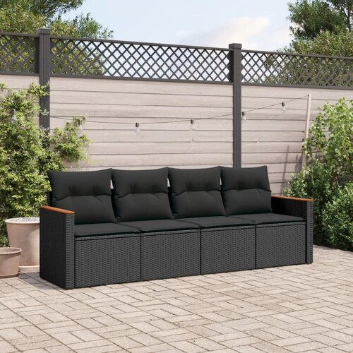  4-dijelni set vrtnih sofa od poliratana s jastucima crni Cijene