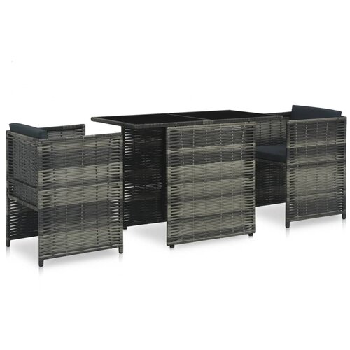  3-dijelni bistro set od poliratana s jastucima sivi Cene