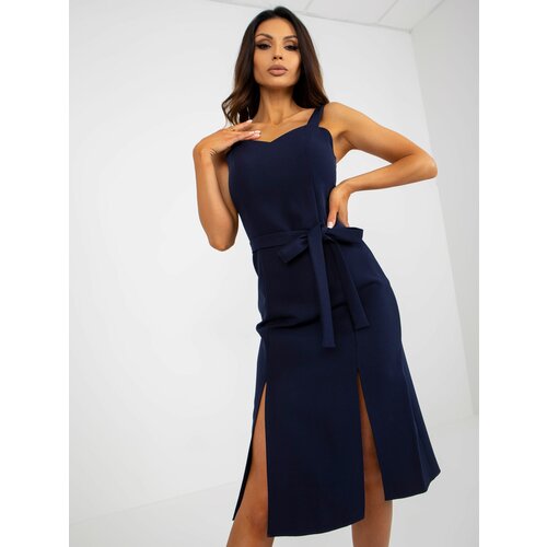 Fashion Hunters Navy blue cocktail dress with straps Slike