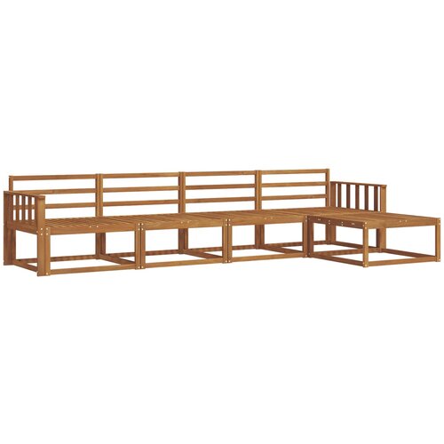  Set vanjskih sofa 5 kom. Prirodna Čvrsto drvo akacije Smeđa 329 x 162,5 x 73 cm Slike