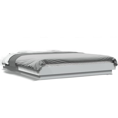 Maison Chic Posteljni okvir - Dvoposteljna postelja - Zakonska postelja z LED lučkami bel 150x200 cm inženirski les, (21695948) Cene
