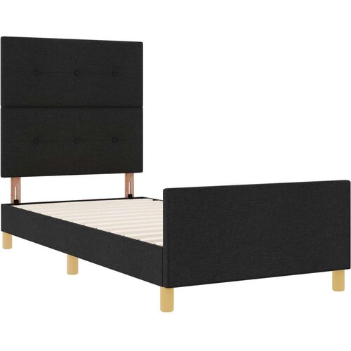  Crni okvir kreveta od tkanine 90x200 cm Slike