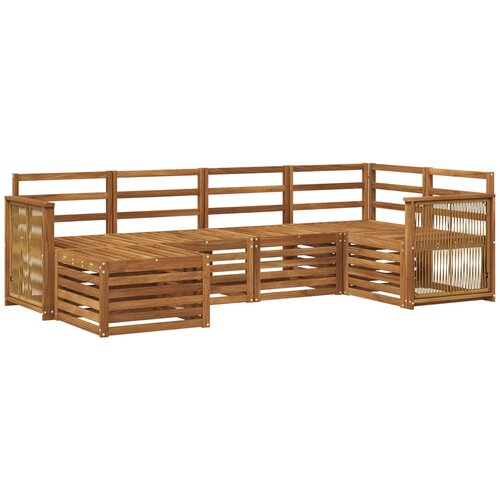 vidaXL Kotna sedežna garnitura 5 pcs Naravna Masiven les akacije, (5000283505) Cene