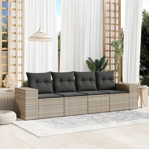 VidaXL 4-dijelni set vrtnih sofa s jastucima svijetlosivi poliratan Slike