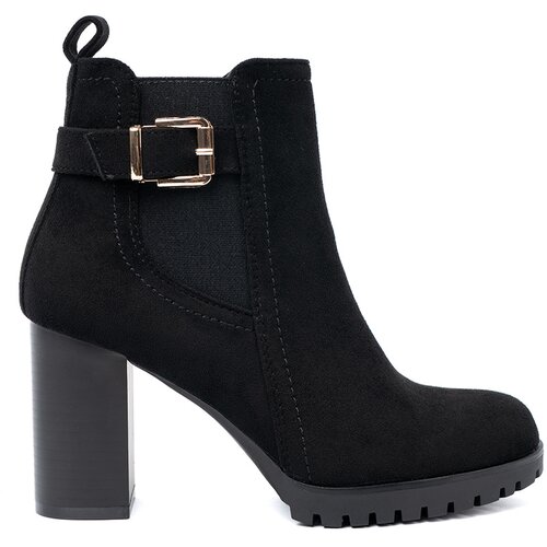 Shelvt Black ankle boots with a decorative buckle Cene