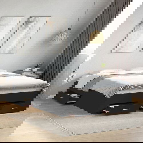 Furnova Posteljni okvir s predali črn 120x200 cm inženirski les, (21936669) Slike