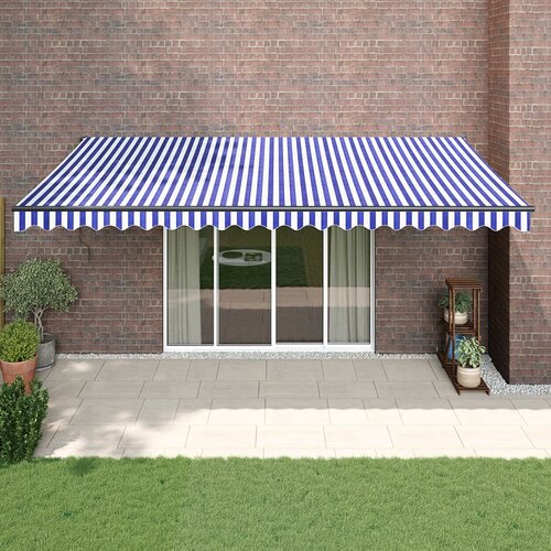 vidaXL Zložljiva tenda modra in bela 5x3 m blago in aluminij Cene