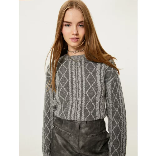 Koton Knitwear Sweater Hair Knit Detail Long Sleeve Crew Neck