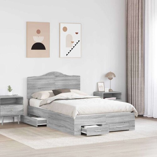 Okvir za krevet s uzglavljem Siva Sonoma 120 x 190 cm Slike