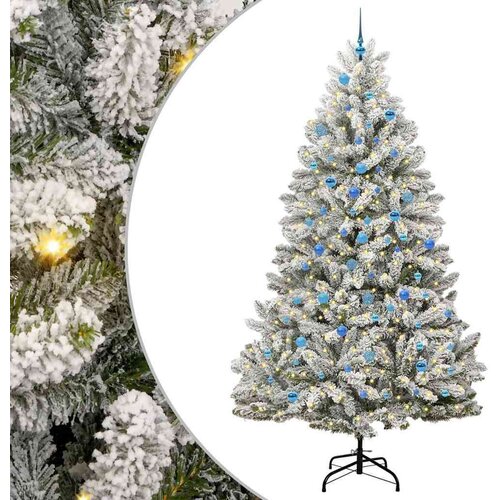 vidaXL Umjetno božićno drvce Zelena i bijela 240 cm PVC i metal Cijene
