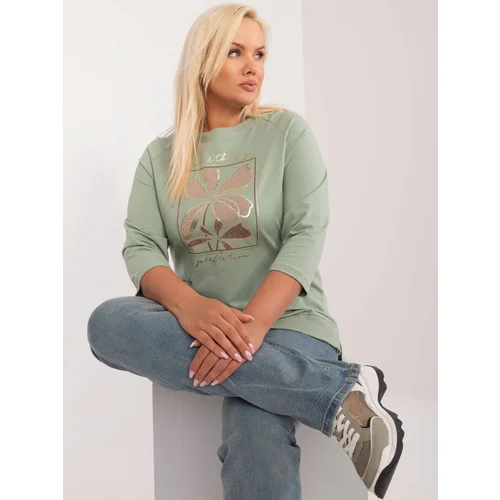 Fashion Hunters Plus size pistachio blouse with 3/4 sleeves